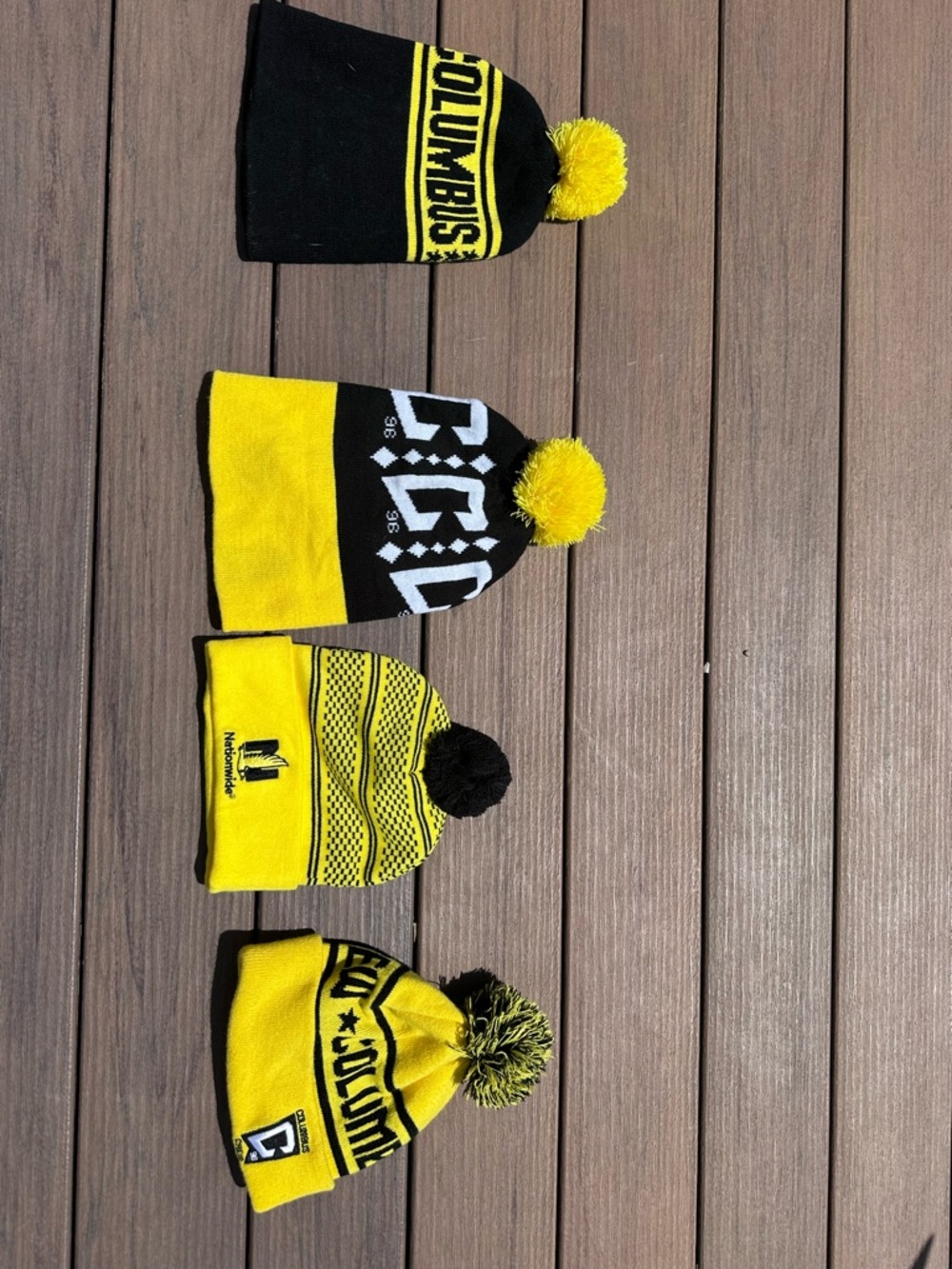 Columbus Crew Black & Yellow Pom Beanie Set - 4 Knit Hats